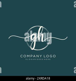 GH Initial Handwriting Logo Design Stock Vector