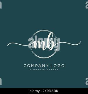 MB Initial Handwriting Logo Design Stock Vector