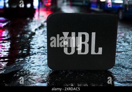 JBL Go 2 speaker can be taken anywhere and is waterproof Stock Photo
