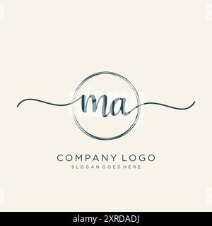 MA Initial Handwriting Logo Design Stock Vector