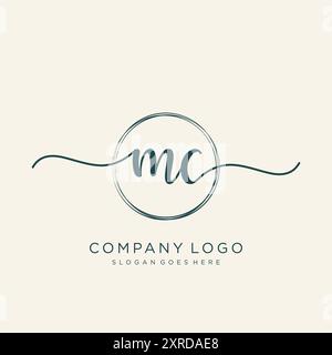 MC Initial Handwriting Logo Design Stock Vector