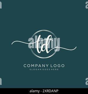 TD Initial Handwriting Logo Design Stock Vector