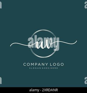 UV Initial Handwriting Logo Design Stock Vector