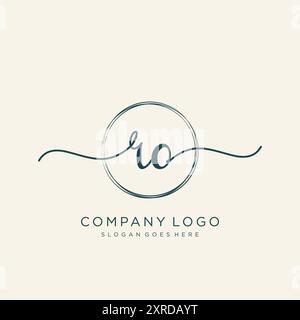 RO Initial Handwriting Logo Design Stock Vector