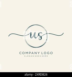 US Initial Handwriting Logo Design Stock Vector