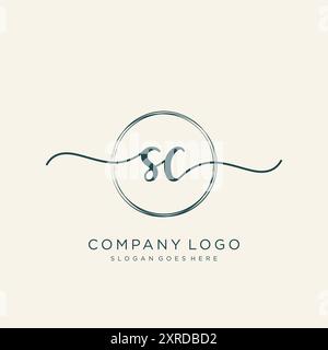 SC Initial Handwriting Logo Design Stock Vector