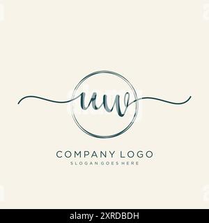 UW Initial Handwriting Logo Design Stock Vector