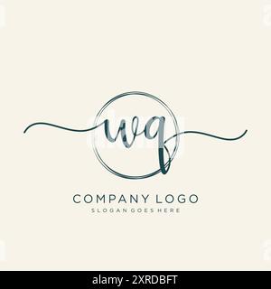 WQ Initial Handwriting Logo Design Stock Vector