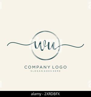 WU Initial Handwriting Logo Design Stock Vector