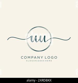 UU Initial Handwriting Logo Design Stock Vector
