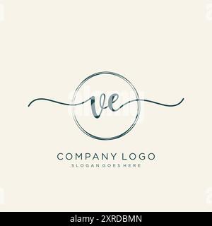 VE Initial Handwriting Logo Design Stock Vector