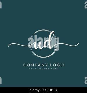 UD Initial Handwriting Logo Design Stock Vector