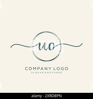 UO Initial Handwriting Logo Design Stock Vector