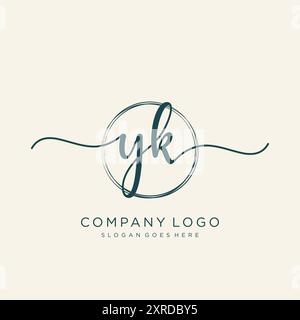 YK Initial Handwriting Logo Design Stock Vector