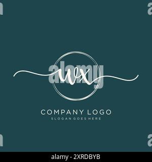 WX Initial Handwriting Logo Design Stock Vector