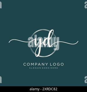 YD Initial Handwriting Logo Design Stock Vector