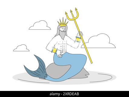 Vector illustration of greek Olympic god of sea Poseidon Stock Vector ...