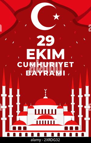 29 Ekim turkish armed forces day celebration vertical banner Stock Vector