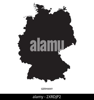 Map of Germany. Black silhouette on white background. Vector illustration. Stock Vector