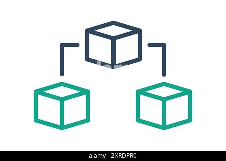 Blockchain icon. icon related to digital. line icon style. data analytics elements vector illustration Stock Vector