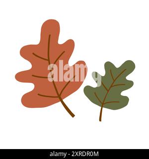 Colorful fall leaves illustration depicting two different shapes on a white background Stock Vector