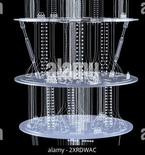 3d rendering crystal quantum computer machine isolated on black Stock Photo