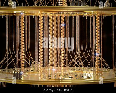 3d rendering golden quantum computer machine close up Stock Photo