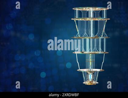 3d rendering golden quantum computer machine Stock Photo