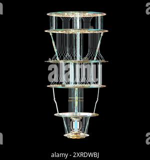 3d rendering golden quantum computer machine Stock Photo