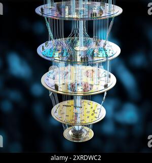 3d rendering golden quantum computer machine Stock Photo