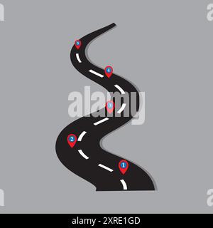 Winding road infographic concept illustration element design Stock Vector