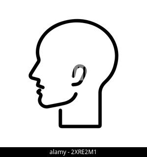 Head icon or modern line symbol. Vector line art and icon design with bold outline. Black and white Pixel Perfect minimalistic symbol isolated white b Stock Vector
