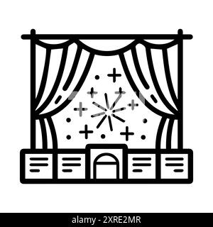 Theater icon or modern line symbol. Vector line art and icon design with bold outline. Black and white Pixel Perfect minimalistic symbol isolated whit Stock Vector