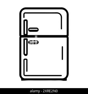 Refrigerator icon or modern line symbol. Vector line art and icon design with bold outline. Black and white Pixel Perfect minimalistic symbol isolated Stock Vector