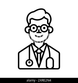 Doctor icon or modern line symbol. Vector line art and icon design with bold outline. Black and white Pixel Perfect minimalistic symbol isolated white Stock Vector