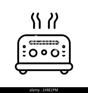 Toaster icon or modern line symbol. Vector line art and icon design with bold outline. Black and white Pixel Perfect minimalistic symbol isolated whit Stock Vector