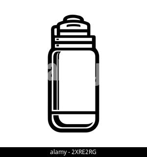 Thermos icon or modern line symbol. Vector line art and icon design with bold outline. Black and white Pixel Perfect minimalistic symbol isolated whit Stock Vector