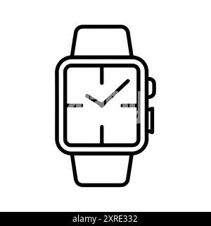 Smartwatch icon or modern line symbol. Vector line art and icon design with bold outline. Black and white Pixel Perfect minimalistic symbol isolated w Stock Vector