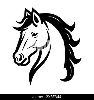 horse icon or modern line symbol. Vector line art and icon design with bold outline. Black and white Pixel Perfect minimalistic symbol isolated white Stock Vector