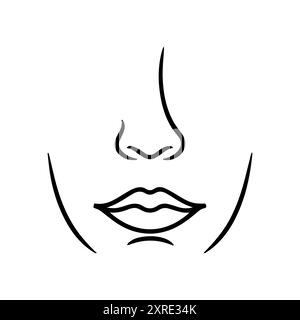 Nose icon or modern line symbol. Vector line art and icon design with bold outline. Black and white Pixel Perfect minimalistic symbol isolated white b Stock Vector