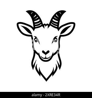 goat icon or modern line symbol. Vector line art and icon design with bold outline. Black and white Pixel Perfect minimalistic symbol isolated white b Stock Vector