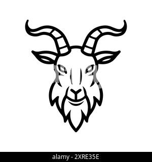 goat icon or modern line symbol. Vector line art and icon design with bold outline. Black and white Pixel Perfect minimalistic symbol isolated white b Stock Vector