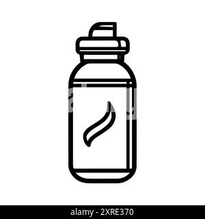 Thermos icon or modern line symbol. Vector line art and icon design with bold outline. Black and white Pixel Perfect minimalistic symbol isolated whit Stock Vector