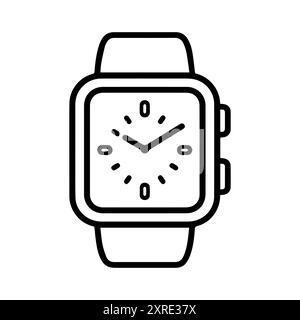 Smartwatch icon or modern line symbol. Vector line art and icon design with bold outline. Black and white Pixel Perfect minimalistic symbol isolated w Stock Vector