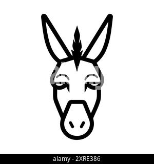 donkey icon or modern line symbol. Vector line art and icon design with bold outline. Black and white Pixel Perfect minimalistic symbol isolated white Stock Vector