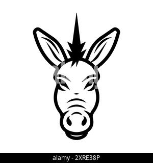 donkey icon or modern line symbol. Vector line art and icon design with bold outline. Black and white Pixel Perfect minimalistic symbol isolated white Stock Vector