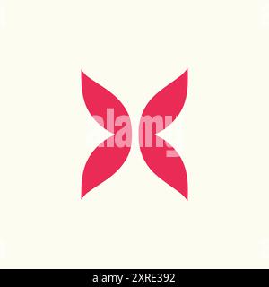 Pink with Butterfly Style X Letter Logo Design Brand Stock Vector