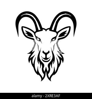 goat icon or modern line symbol. Vector line art and icon design with bold outline. Black and white Pixel Perfect minimalistic symbol isolated white b Stock Vector