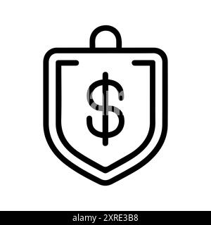 Money Secure icon or modern line symbol. Vector line art and icon design with bold outline. Black and white Pixel Perfect minimalistic symbol isolated Stock Vector