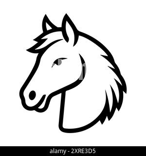 horse icon or modern line symbol. Vector line art and icon design with bold outline. Black and white Pixel Perfect minimalistic symbol isolated white Stock Vector